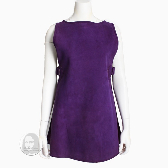 Bonnie Cashin for Sills Tunic Dress Lilac Suede Saks 5th Ave Vintage 60s NOS NWT - Picture 3 of 9